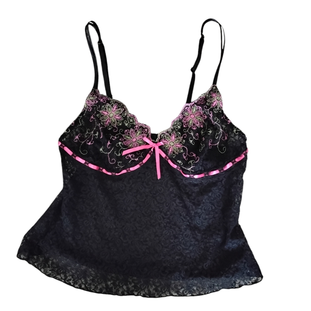 Madison Intimates Top Womens Medium 90s Y2K Lingeriewear Fairycore Sheer Lace